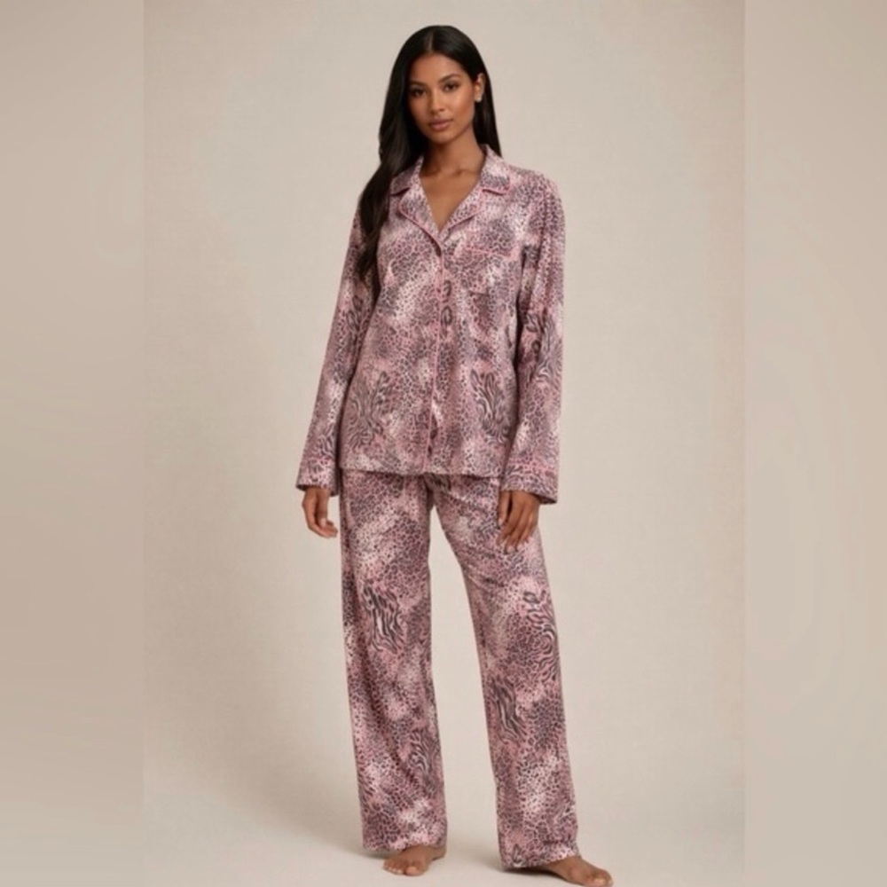 SKIMS - Women's Pink Leopard Print Pajama Pant Set